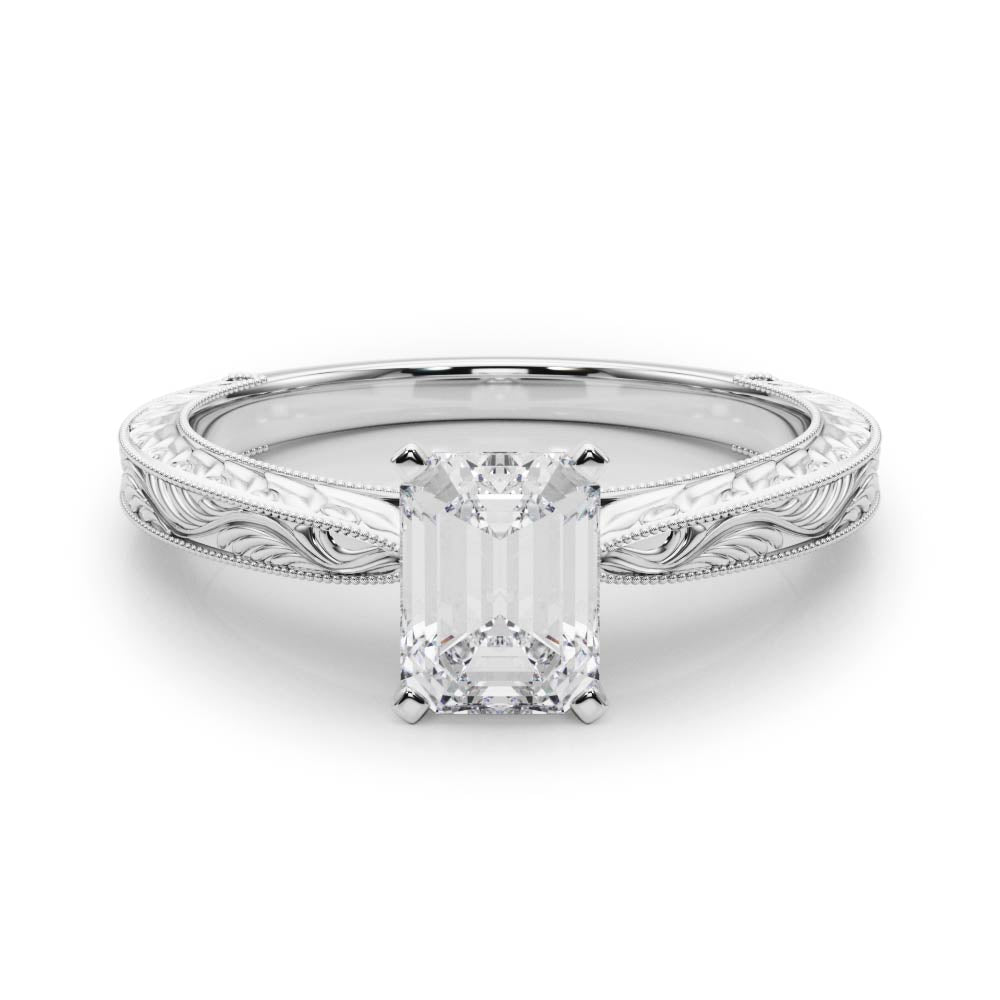 Victoria Emerald Diamond Solitaire Engagement Ring-VIRABYANI